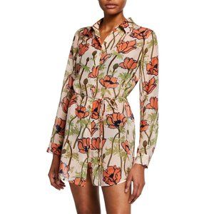 Tory Burch Pink Poppies Bloom Brigitte Beach Tunic Cover Up